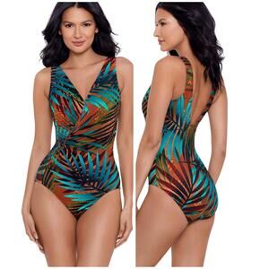Miraclesuit NWT Esmeralda Tamara Tigre One Piece Swimsuit Tropical Print Size 8